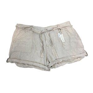 Sanctuary Standard Surplus 100% Linen Shorts Plus Size 24W Beige Khaki NWT